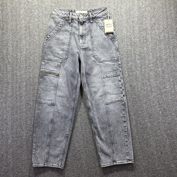 Mother Jeans Womens 23 Gray High Rise Zip Pocket Ankle Cargo Shadow Dancing